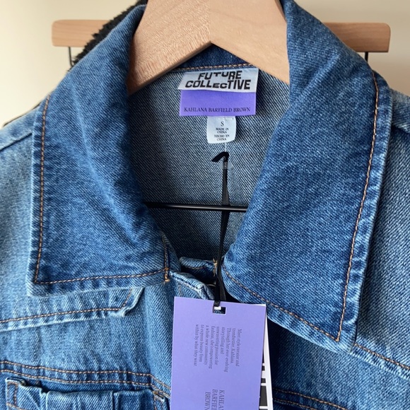 Future Collective with Kahlana Barfield Brown Women's Asymmetrical Jean Jacket - Picture 5 of 15